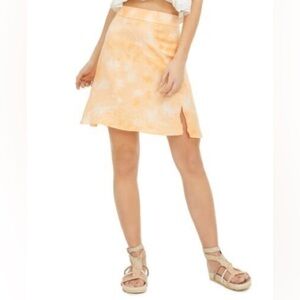 NWOT Free People Martine Flirt Peach Tie-Dye Ruffle Mini Skirt Orange Yellow XS